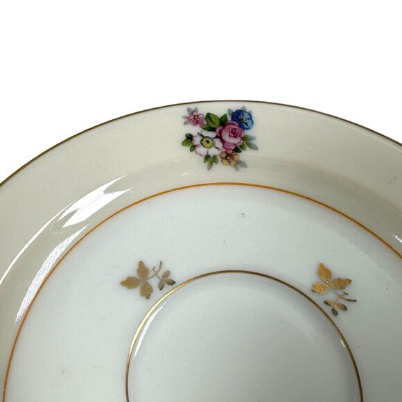 Vintage Chastangner Limoges Saucer Plate France White Floral Round Gold Rim 5.5" - Picture 3 of 6